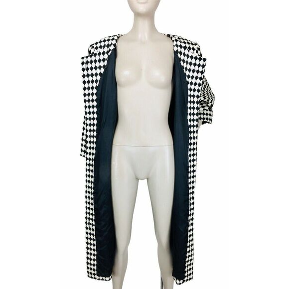 Vintage 80s Jackie Bernard MOD Monochrome Dress Coat Women's Size M/L - Picture 2 of 9